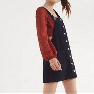 BDG Urban Outfitters Black Corduroy Overall Mini Dress Size M